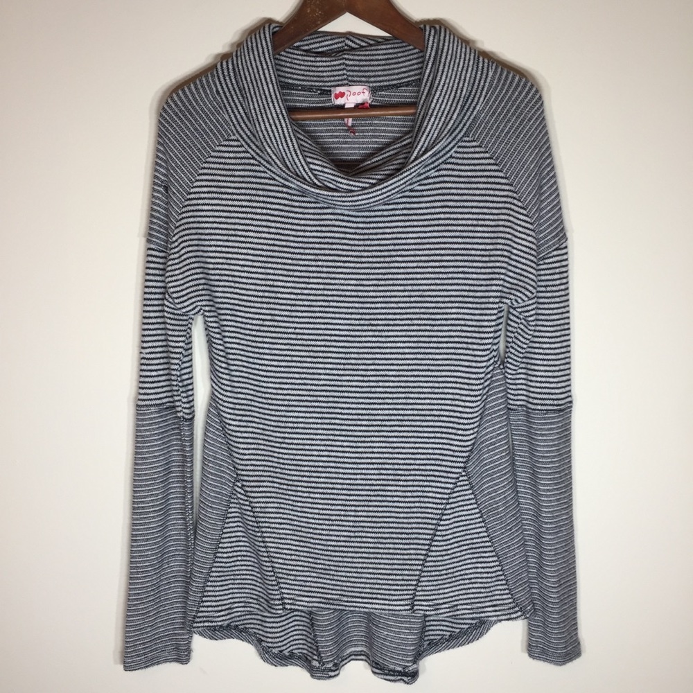 Soft Striped Cowl Neck Sweater